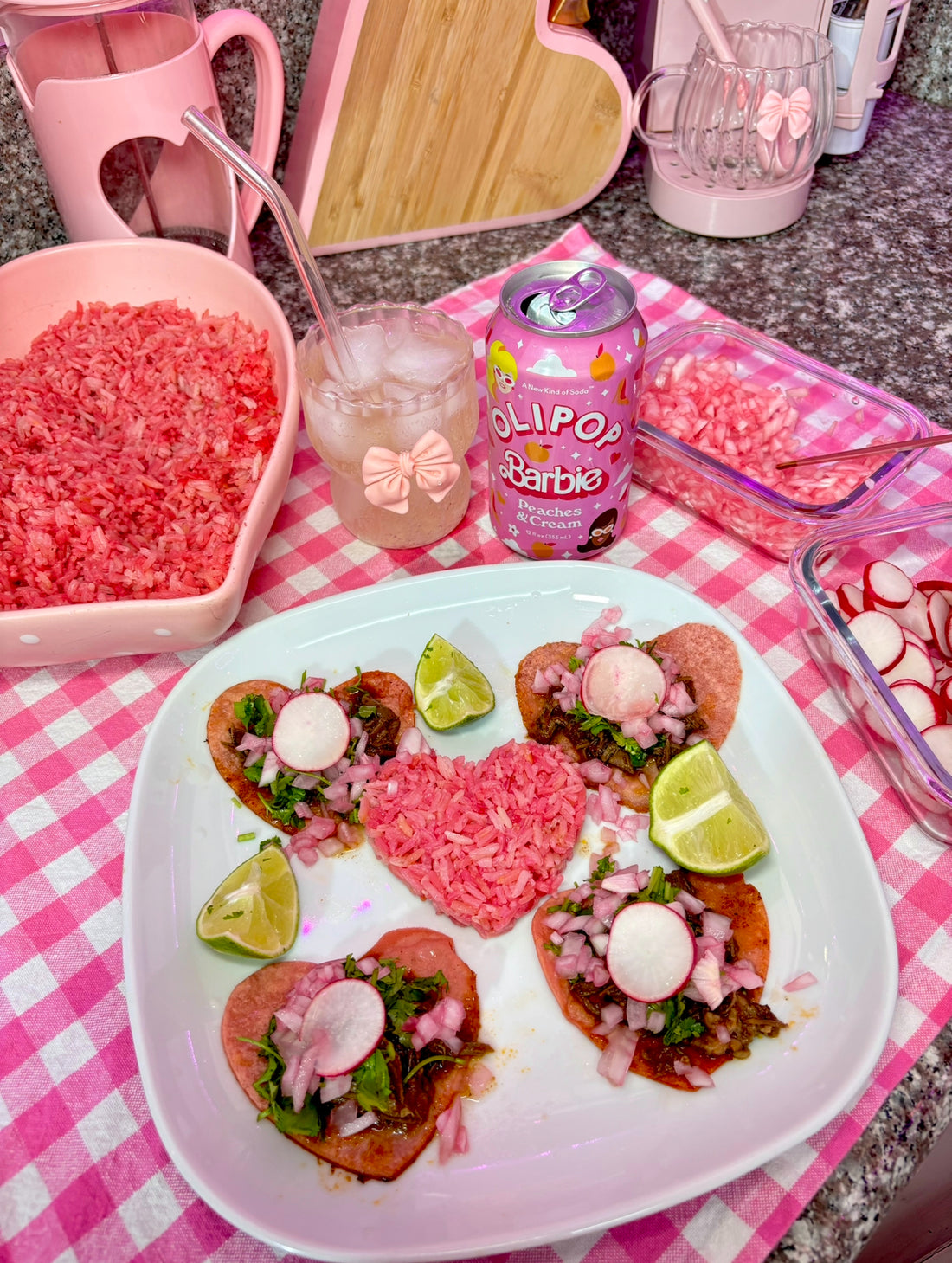 Pink Birria tacos